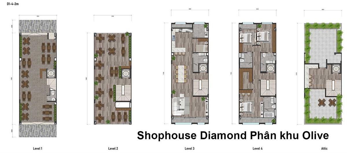 Mặt bằng Shophouse Diamond: